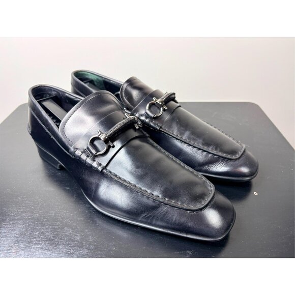 Salvatore Ferragamo Black Mens Loafers Dress Shoes 8 D - Picture 1 of 7